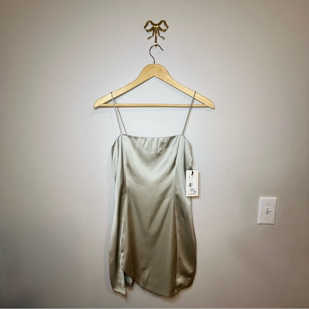 Atoir Silk Sage Green Mini Dress